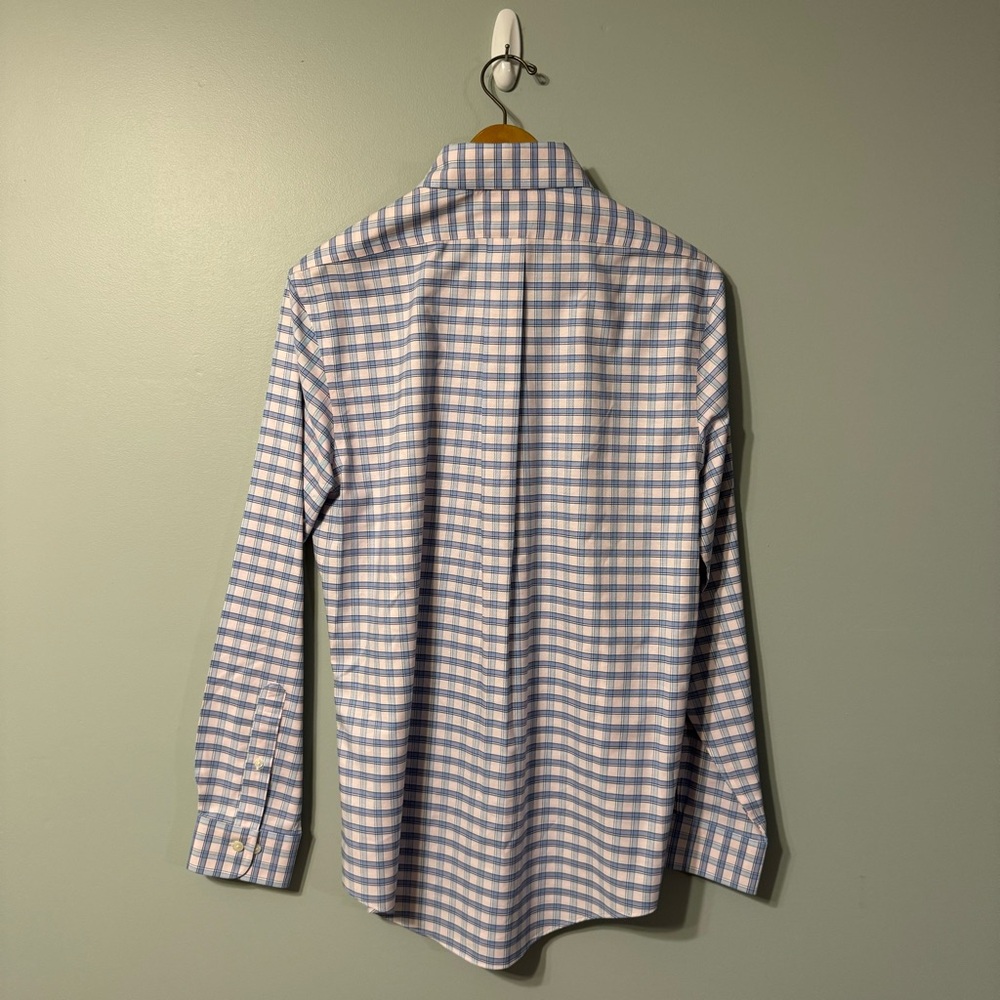 NWOT Brooks Brothers Button Down Shirt Regent Fit Medium Pink and Blue Check - Picture 2 of 5